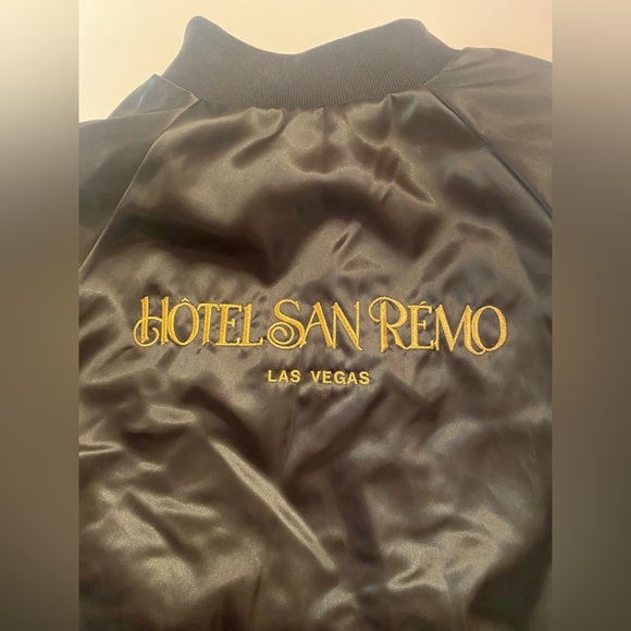 Vintage King‎ Louie Pro Fit Hotel San Remo Las Vegas Satin Varsity Bomber Jacket